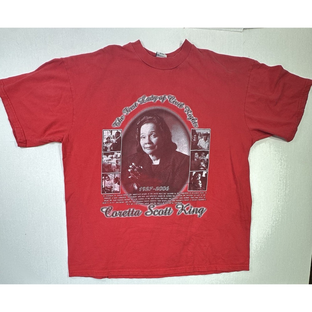 Coretta Scott King Tribute T-Shirt Civil Rights 1927–2006 Red Men's 2XL 25x29